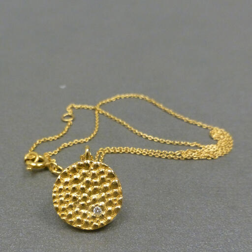 Correntinha &ldquo;Bubble&rdquo; Dourada com Diamante